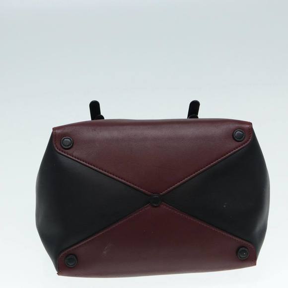 PRADA Hand Bag Leather Wine Red Silver Auth bs17882 - Picture 5 of 16